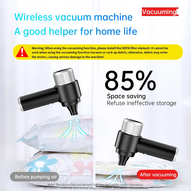 HKM-479699 Mini Handheld Wireless Vacuum Cleaner - 3-in-1 Blow-Suction for Cars and Home