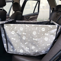 HKM-4797117 Portable Waterproof Car Hammock for Dogs - Foldable & Safe Pet Seat Cover, Cute Bone Paws Print, Fits Pets up to 15KG