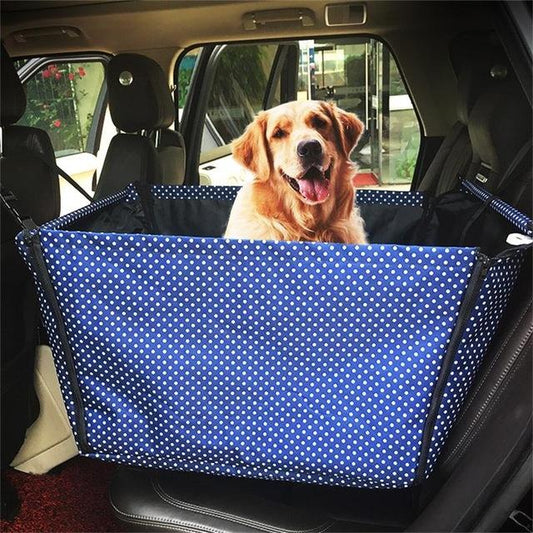 HKM-4797117 Portable Waterproof Car Hammock for Dogs - Foldable & Safe Pet Seat Cover, Cute Bone Paws Print, Fits Pets up to 15KG