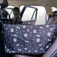 HKM-4797117 Portable Waterproof Car Hammock for Dogs - Foldable & Safe Pet Seat Cover, Cute Bone Paws Print, Fits Pets up to 15KG