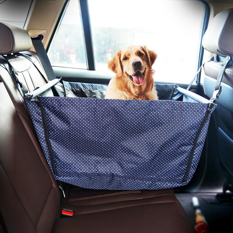 HKM-4797117 Portable Waterproof Car Hammock for Dogs - Foldable & Safe Pet Seat Cover, Cute Bone Paws Print, Fits Pets up to 15KG