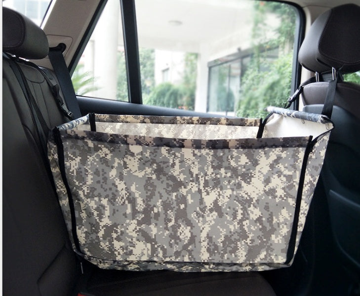 HKM-4797117 Portable Waterproof Car Hammock for Dogs - Foldable & Safe Pet Seat Cover, Cute Bone Paws Print, Fits Pets up to 15KG