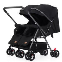 HKM-4797779 black luxury twin stroller with two side-by-side seats