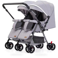 HKM-4797779 gray twin stroller studio view