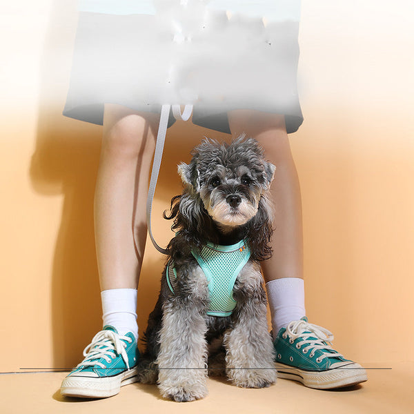 HKM-4799933 Breathable Reflective Pet Vest with Traction Rope - Available in Multiple Colors and Sizes