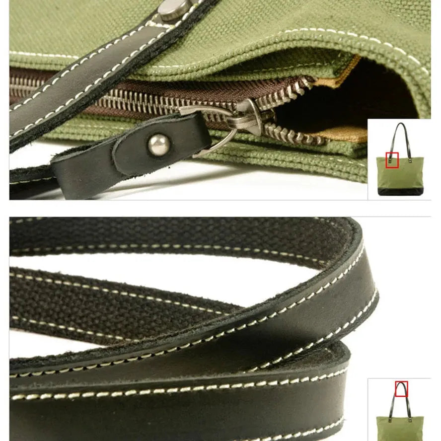 HKM-480019 Retro Fashion Canvas Large Shoulder Handbag with Eco-Friendly Materials