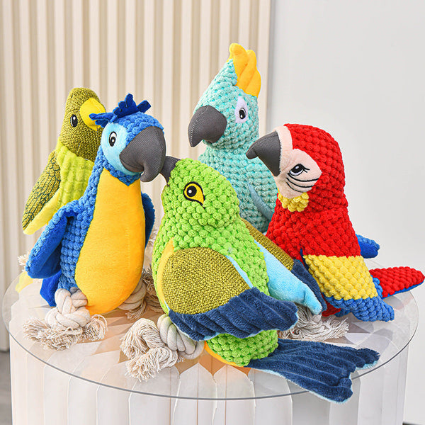 HKM-4800317 Plush Sounding Bird Toy in Assorted Colors - Light Blue, Dark Blue, Grass Green, Green Thrust