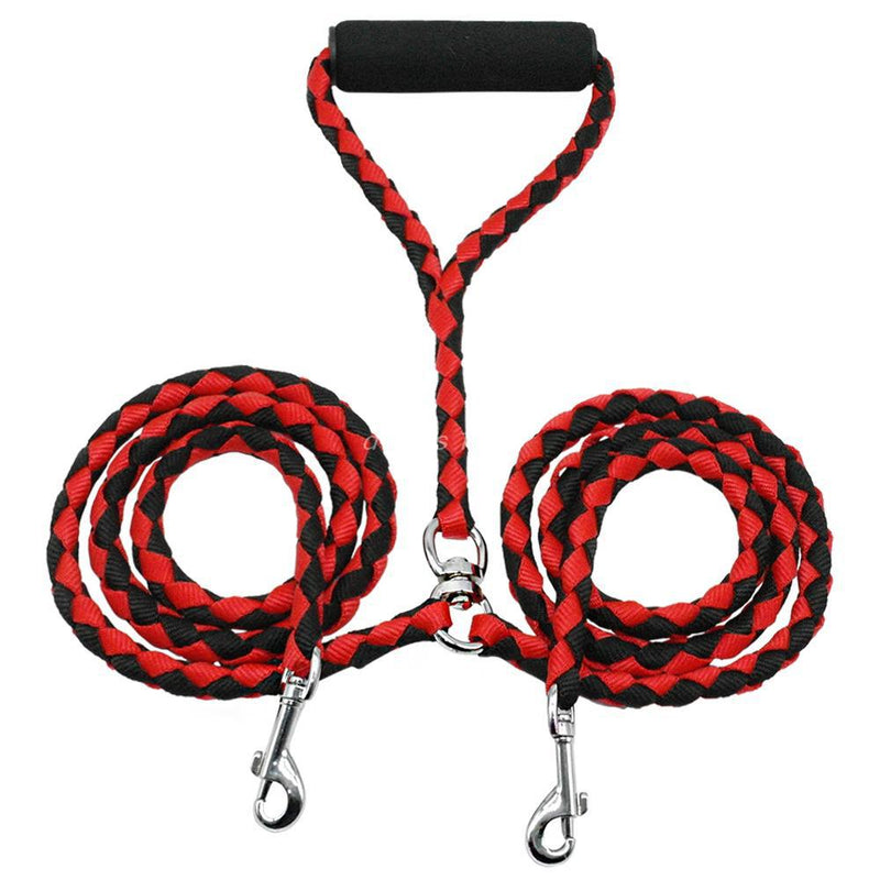 HKM-4800445 Durable Braided PP Dog Leash - 1.4m Length, Available in Black, Blue/Black, Red/Black, Red/Yellow