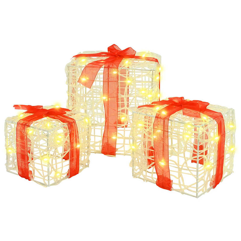 HKM-480083 Modern Warm White LED Gift Box Decoration with 60 Lights - Indoor/Outdoor Use, Remote Control, Compact Design