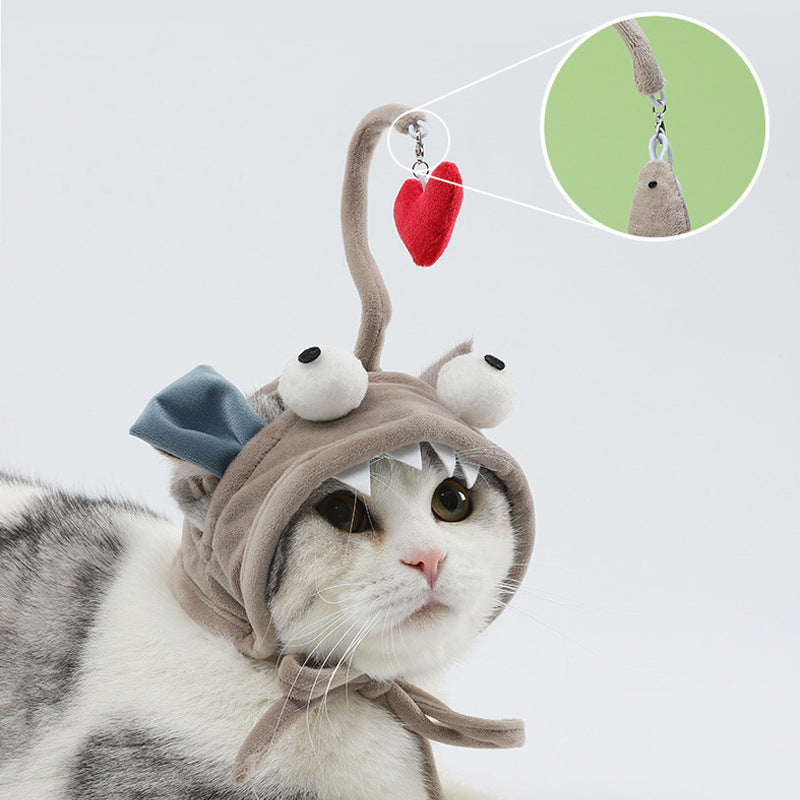 HKM-4801469 Cat Headband Toy with Adjustable Wand - Interactive Funny Cat Teaser, Soft Fabric Play Accessory for Indoor Cats