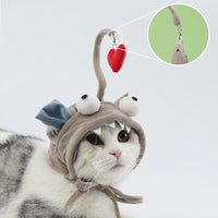 HKM-4801469 Cat Headband Toy with Adjustable Wand - Interactive Funny Cat Teaser, Soft Fabric Play Accessory for Indoor Cats