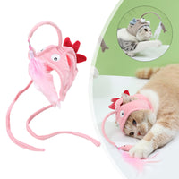 HKM-4801469 Cat Headband Toy with Adjustable Wand - Interactive Funny Cat Teaser, Soft Fabric Play Accessory for Indoor Cats