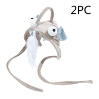 HKM-4801469 Cat Headband Toy with Adjustable Wand - Interactive Funny Cat Teaser, Soft Fabric Play Accessory for Indoor Cats