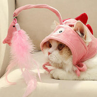 HKM-4801469 Cat Headband Toy with Adjustable Wand - Interactive Funny Cat Teaser, Soft Fabric Play Accessory for Indoor Cats