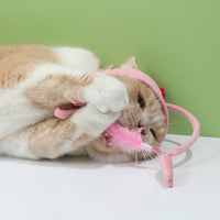 HKM-4801469 Cat Headband Toy with Adjustable Wand - Interactive Funny Cat Teaser, Soft Fabric Play Accessory for Indoor Cats