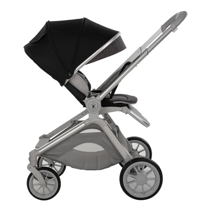 HKM-480147 Lightweight 3-in-1 Baby Stroller with Folding Carrier, Carry Cot, and Large Wheels
