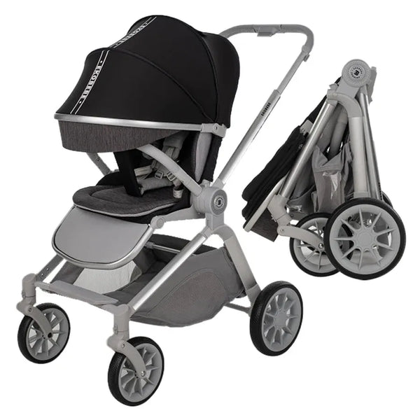 HKM-480147 Lightweight 3-in-1 Baby Stroller with Folding Carrier, Carry Cot, and Large Wheels