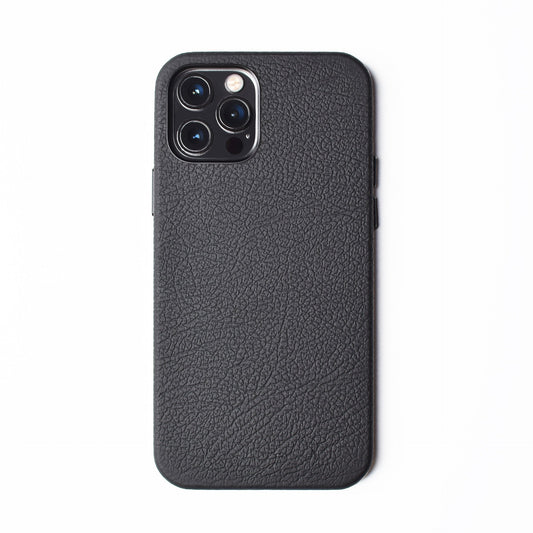 HKM-480211 Luxury Cowhide Leather Phone Case for iPhone 12 Models - Black Protective Cover