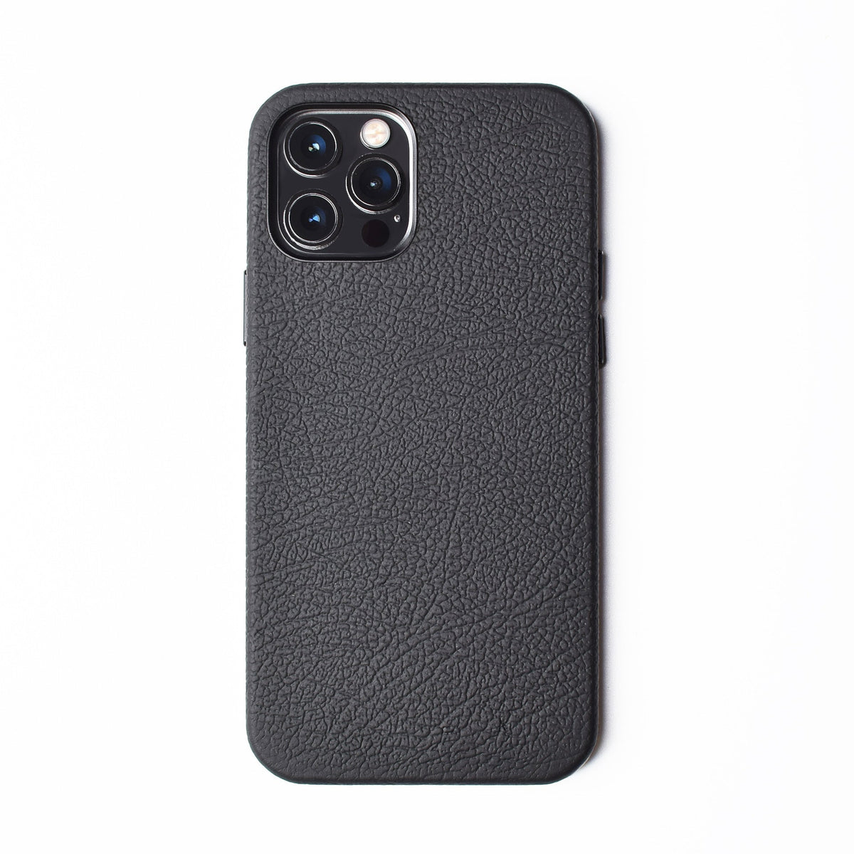 HKM-480211 Luxury Cowhide Leather Phone Case for iPhone 12 Models - Black Protective Cover