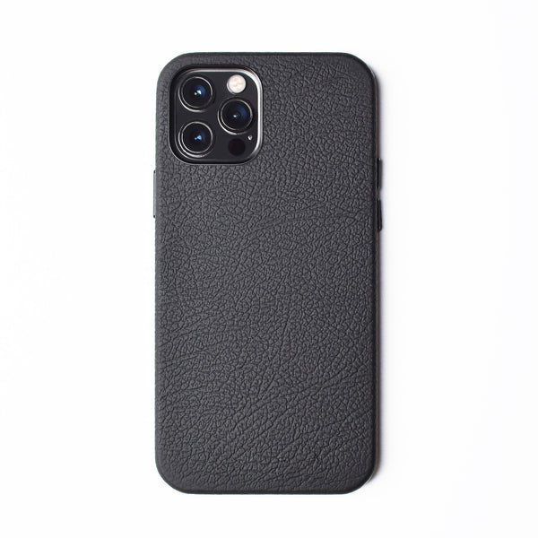 HKM-480211 Luxury Cowhide Leather Phone Case for iPhone 12 Models - Black Protective Cover