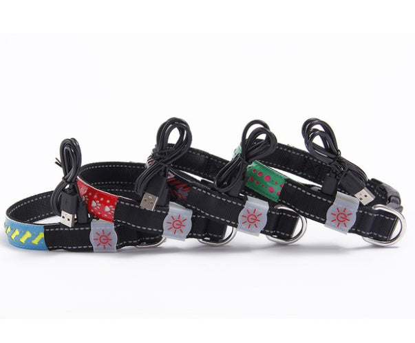 HKM-4802621 LED Light-Up Pet Collar with USB Charging - Available in Multiple Sizes