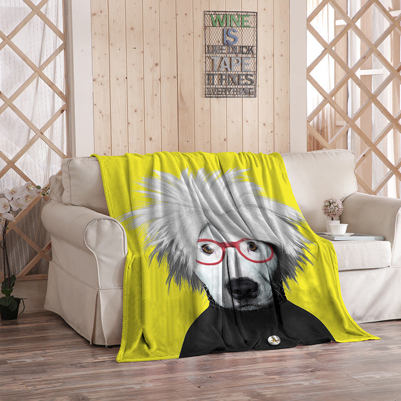 HKM-480275 Flannel Blanket with Cartoon Anime Print - Soft Polyester Fiber for Air Conditioning and Comfort