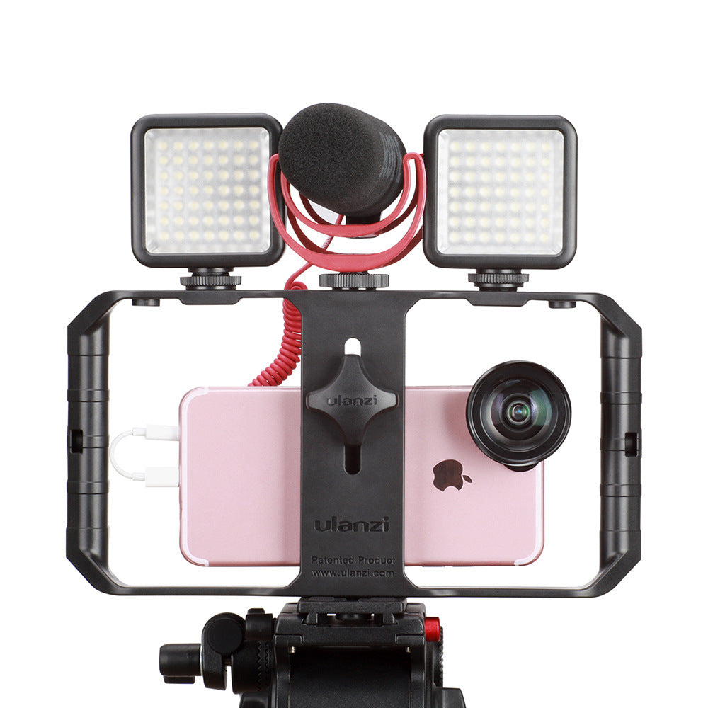 HKM-480339 Universal Handheld Camera Stand with Hot Shoe Mounts for Mobile Filming