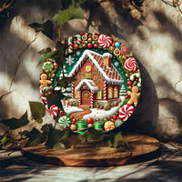 HKM-480403 Christmas Gingerbread Man Wooden Door Sign for Seasonal Decor and Home Styling