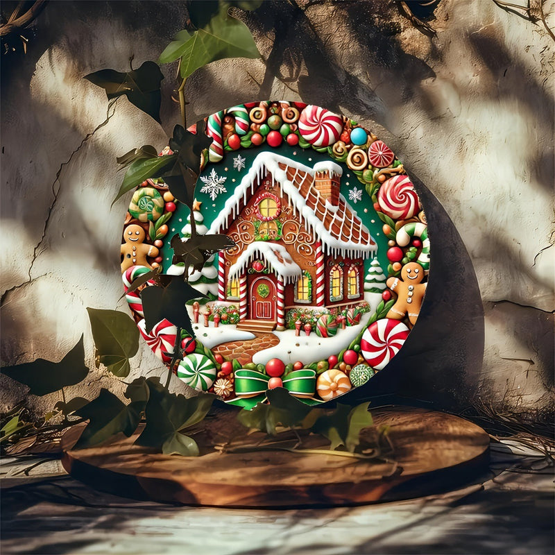 HKM-480403 Christmas Gingerbread Man Wooden Door Sign for Seasonal Decor and Home Styling