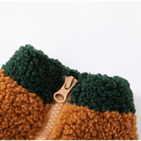 HKM-4805181 Cozy Color-Block Fleece Jacket for Small Dogs with Leash Ring and Pockets