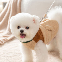 HKM-4805181 Cozy Color-Block Fleece Jacket for Small Dogs with Leash Ring and Pockets