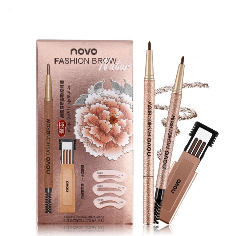 HKM-480531 Automatic Waterproof Eyebrow Pencil with Finely Carved Tip and Replacement Cores - Four Shades Available
