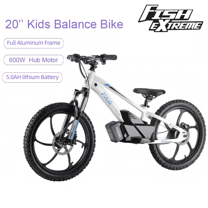 HKM-480531 Electric Balance Bike 20 Inch, 600W Hub Motor, Aluminum Alloy Frame, 3 Speed, Hydraulic Brake, for Kids