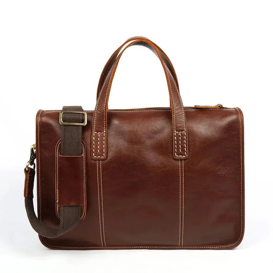 HKM-480531 Men's Leather Messenger Bag - Casual Retro Sling Bag for Business Use
