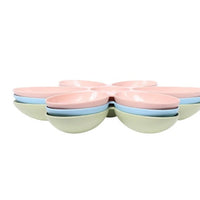 HKM-4806589 Flower-Shaped Shallow Bowl for Tea - Multi-Meal Food Bowl in Blue, Green, and Pink, 42cm x 4.5cm