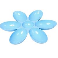 HKM-4806589 Flower-Shaped Shallow Bowl for Tea - Multi-Meal Food Bowl in Blue, Green, and Pink, 42cm x 4.5cm