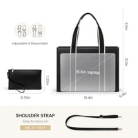 HKM-480659 Stylish Ladies Leather Briefcase Laptop Tote Bag for 15.6 Inch Laptops - Stylish Work Handbag