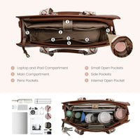 HKM-480659 Stylish Ladies Leather Briefcase Laptop Tote Bag for 15.6 Inch Laptops - Stylish Work Handbag