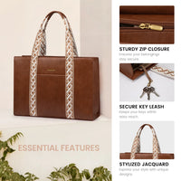 HKM-480659 Stylish Ladies Leather Briefcase Laptop Tote Bag for 15.6 Inch Laptops - Stylish Work Handbag