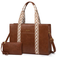HKM-480659 Stylish Ladies Leather Briefcase Laptop Tote Bag for 15.6 Inch Laptops - Stylish Work Handbag