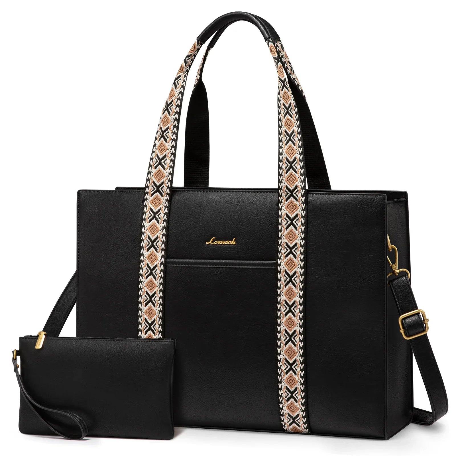 HKM-480659 Stylish Ladies Leather Briefcase Laptop Tote Bag for 15.6 Inch Laptops - Stylish Work Handbag