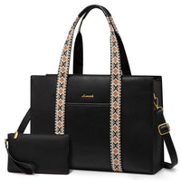 HKM-480659 Stylish Ladies Leather Briefcase Laptop Tote Bag for 15.6 Inch Laptops - Stylish Work Handbag