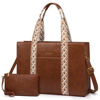 HKM-480659 Stylish Ladies Leather Briefcase Laptop Tote Bag for 15.6 Inch Laptops - Stylish Work Handbag
