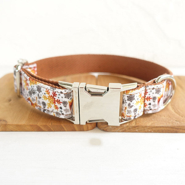 HKM-4808381 Elegant Golden Christmas Pet Collar - Adjustable Polyester Design for XS to XL Sizes