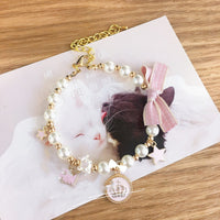HKM-4809021 New Year's Pet Collar with Bowknot and Bell Pendant - Adjustable Polyester, Multiple Sizes