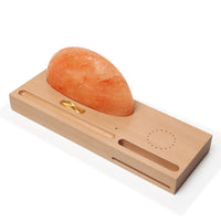HKM-480979 Wireless Charging Crystal Salt Lamp with Wooden Base and LED Warm White Light