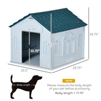 HKM-4810045 Water-Resistant Plastic Dog House for Medium and Small Dogs, Indoor/Outdoor Shelter with Door, Easy Assembly