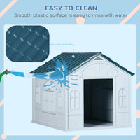 HKM-4810045 Water-Resistant Plastic Dog House for Medium and Small Dogs, Indoor/Outdoor Shelter with Door, Easy Assembly