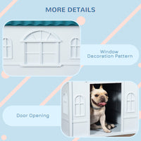 HKM-4810045 Water-Resistant Plastic Dog House for Medium and Small Dogs, Indoor/Outdoor Shelter with Door, Easy Assembly