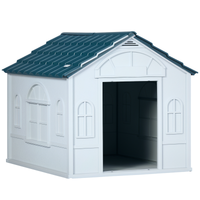 HKM-4810045 Water-Resistant Plastic Dog House for Medium and Small Dogs, Indoor/Outdoor Shelter with Door, Easy Assembly